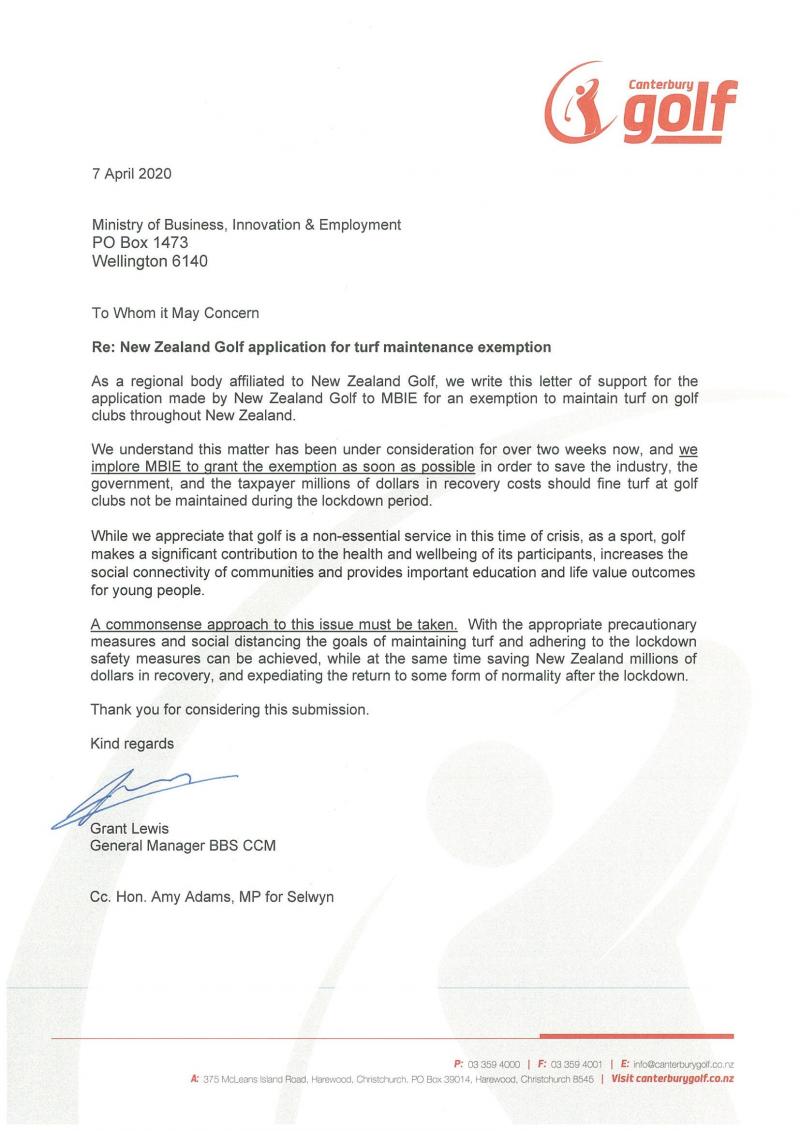 Canterbury Golf letter to MBIE2